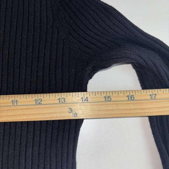 Belldini Black Ribbed Knit Sweater With Embellished Zipper Trim Women's Size L - Picture 6 of 11